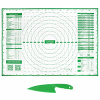 Коврик силиконовый для раскатки/запекания 46х66 см зеленый ПОДАРОК пластиковый нож DASWERK 608428