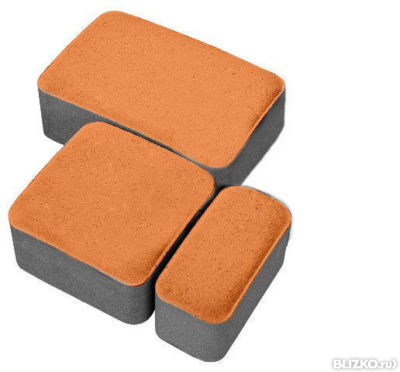 Брусчатка "классико" 1-3 60мм оранжевая на белом цементе (1 см прокраска)