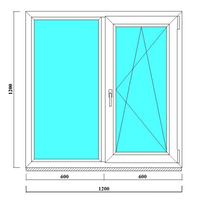 Пластиковое окно REACHMONT 60 1200х1200 двухстворчатое, двухкамерное