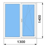 Окно двухкамерное Reachmont 60 1300х1400 двухстворчатое