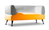 Офисный диван Вояж двухместный 150x75x80 см белый/желтый