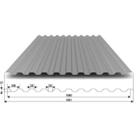 Профнастил С21 (1051) матовое покрытие 0,45-0,5мм RAL7004 (Серый)