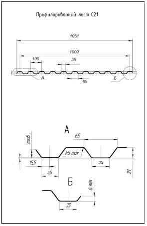 Профнастил с 21 чертеж