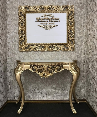 Консоль с зеркалом ЗК-04 золото Мэри мебель