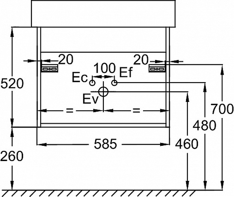 Eb2385 j5 пенал подвесной tolbiac 40 белый