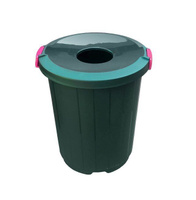 Бак мусорный пластиковый 105 л темно-зеленый с крышкой-воронкой