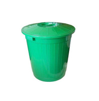 Бак мусорный пластиковый с крышкой 80 л зеленый