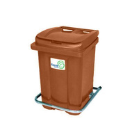 Бак мусорный пластиковый 60 л коричневый с педалью