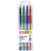 STAFF Набор гелевых ручек с грипом Everyday, 0,5 мм, 4 цвета, 141826, 4 шт.