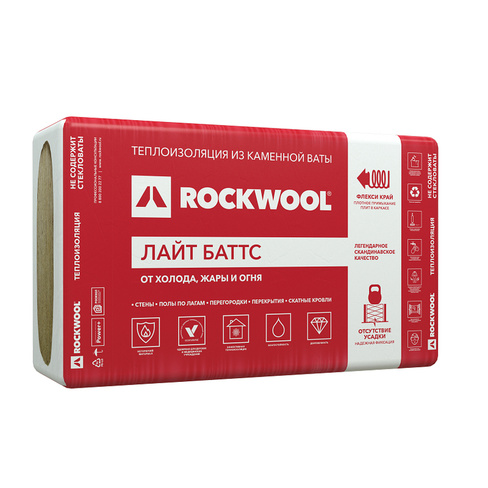 Теплоизоляция Rockwool Лайт Баттс 1000х600х100 мм 5 шт