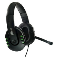 Наушники Ritmix RH-555M Gaming, игровые, полноразмерные, микрофон, 3.5мм, 1.8м, черно/зелен(В наборе1шт.)