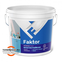 Краска Faktor (Фактор) интерьерная влагостойкая белая, ведро 13 кг