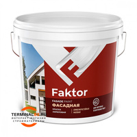 Краска Faktor (Фактор) фасадная белая, ведро 6 кг