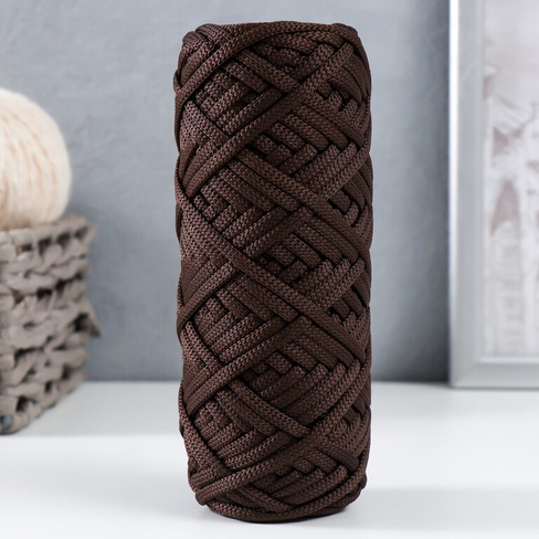 Шнур для вязания 100% полиэфир, ширина 4 мм 50м (шоколад) No brand