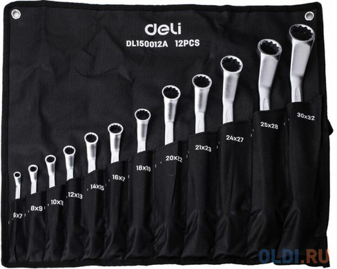 Набор накидных изогнутых гаечных ключей 12 шт Deli DL150012A Спецификация: 6x7, 8x9, 10x11, 12x13, 14x15, 16x17, 18x19,