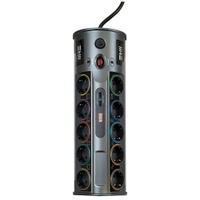 Сетевой фильтр STM STM PS101-NTU, 10 розеток, с/з, 16А / 3680 Вт 10 2 1.8 м 420 мм 165 мм 420 мм черный