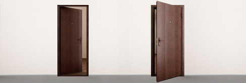 Дверь входная металлическая левая "Эко" 880 мм. серебро Doorhan
