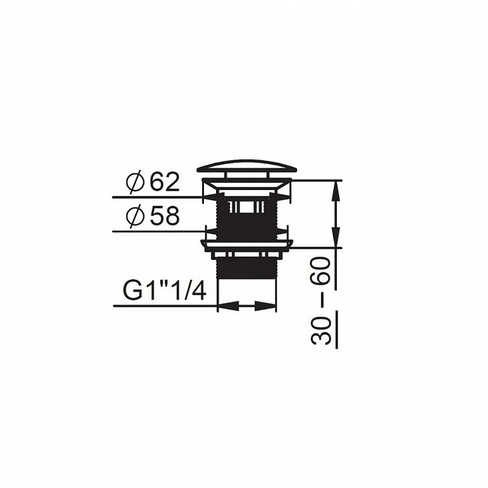 Донный клапан Zeegres (92603014) для раковин с переливом, черный