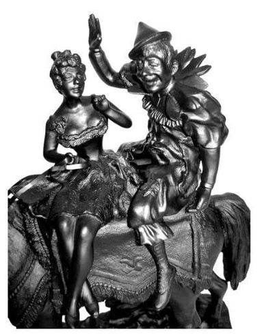 Скульптура Каслинское литье Наездница и клоун на лошади