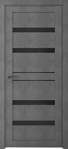 Дверь межкомнатная экошпон Дрезден, бетон темный, стекло черное