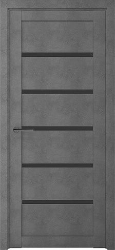 Дверь межкомнатная экошпон Вена, бетон темный,стекло черное