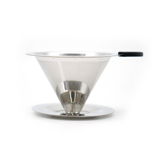 Воронка фильтр для заваривания кофе, пуровер (дриппер) 1 чашка нерж Barbossa | 4D-45W.1000