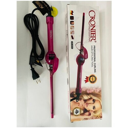 Профессиональная плойка Cronier cr-2013 для афро кудрей 9 мм для волос ярко-розовая с турмалиновым покрытием и ЖК-диспле