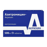 Азитромицин-Акрихин таблетки п/о плен. 500мг 3шт Микро Лабс Лимитед