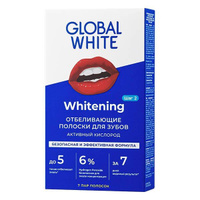Полоски Global White (Глобал Вайт) отбеливающие для зубов с активным кислородом 7 пар Onuge Personal Care (Guangzhou) Co