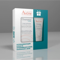 Набор успокаивающий Hydra Cleanance Avene/Авен: Крем для проблемной кожи лица, склонной к акне туба 40мл+Крем очищающий