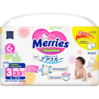 Подгузники-трусики Merries Меррис для детей Merries/Меррис р.M 6-11кг 33шт KAO Corporation