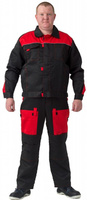 Костюм ФАВОРИТ 2 куртка и полукомбинезон размер48-50 рост182-188 черный с красным Трудовик 112.132