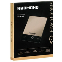 Весы кухонные REDMOND RS-M769, электронные, до 10 кг, золотисто-чёрные Нет бренда