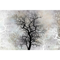Моющиеся виниловые фотообои Лофт Дерево черно-белое, 300х200 см GrandPik