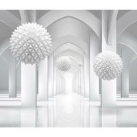 Моющиеся виниловые фотообои Светлая галерея с колючими шарами 3D, 350х300 см GrandPik