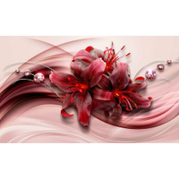 Моющиеся виниловые фотообои GrandPiK Красные лилии 3D, 400х240 см GrandPik