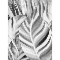 Моющиеся виниловые фотообои Фон банановые листья черно-белые, 200х270 см GrandPik