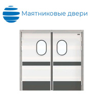 Двустворчатые маятниковые двери RAL 9003 2600х2500