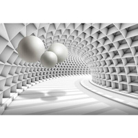 Моющиеся виниловые фотообои Светлый тоннель с шарами 3D, 450х300 см GrandPik