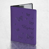 Обложка для паспорта STAFF бархатный полиуретан Бабочки фиолетовая 237618