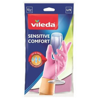 Перчатки Vileda Sensitive для деликатных работ, 1 пара, размер L, цвет светло-розовый