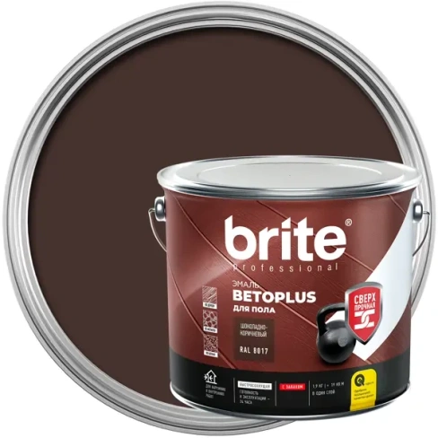 Эмаль для пола Brite Betoplus полуматовая цвет шоколадно-коричневый 1.9 кг BRITE None