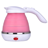 Складной дорожный электрический чайник Silicone, 600 мл розовый HomeShop