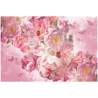 Фотообои на стену HARMONY Decor HD4-069 Розовая фантазия Пионы и бабочки, 400 х 270 см, флизеиновые